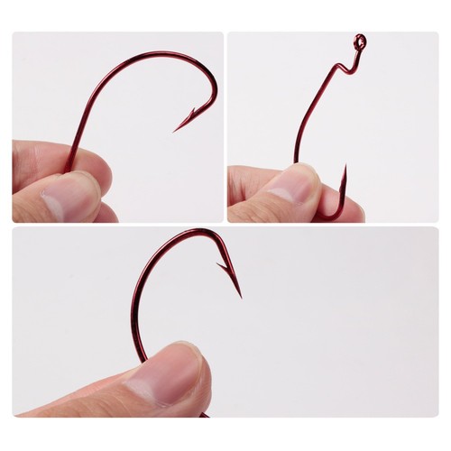 7316 Crankbait Hook Wide Belly Red Fish Hook 2#—5/0# Single Hook Red Electroplated Crankbait Hook Sea Fishing Texas Rig