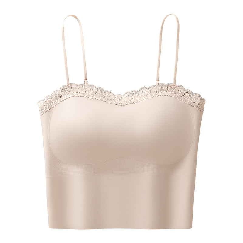 Encaje, hermosa espalda, tirantes, ropa interior, copa fija, sujetador sin usar, chaleco pequeño, sin costuras, desnudo, chaleco de todo fósforo