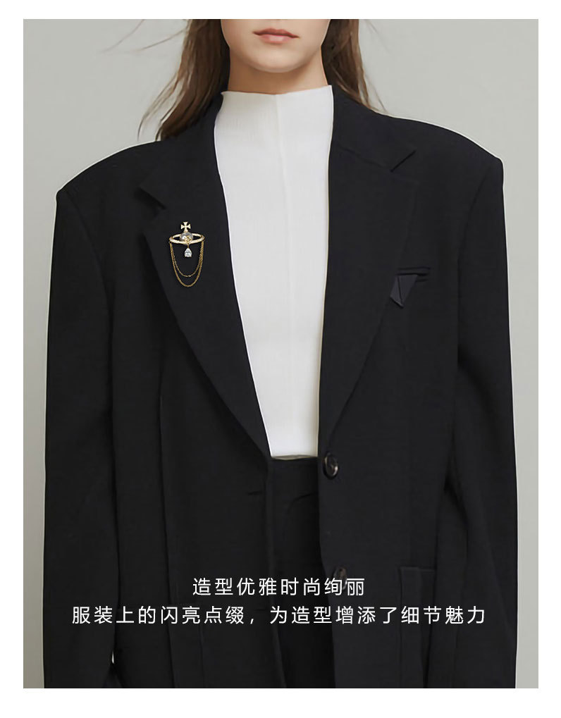 西太后土星流苏胸针法式星球珍珠别针小众高级感胸花纪