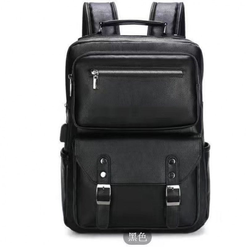 Mochila de cuero para hombre de viaje, mochila de negocios de ocio, escuela secundaria de tendencia, mochila escolar de gran capacidad para estudiante, bolso de computadora para hombre