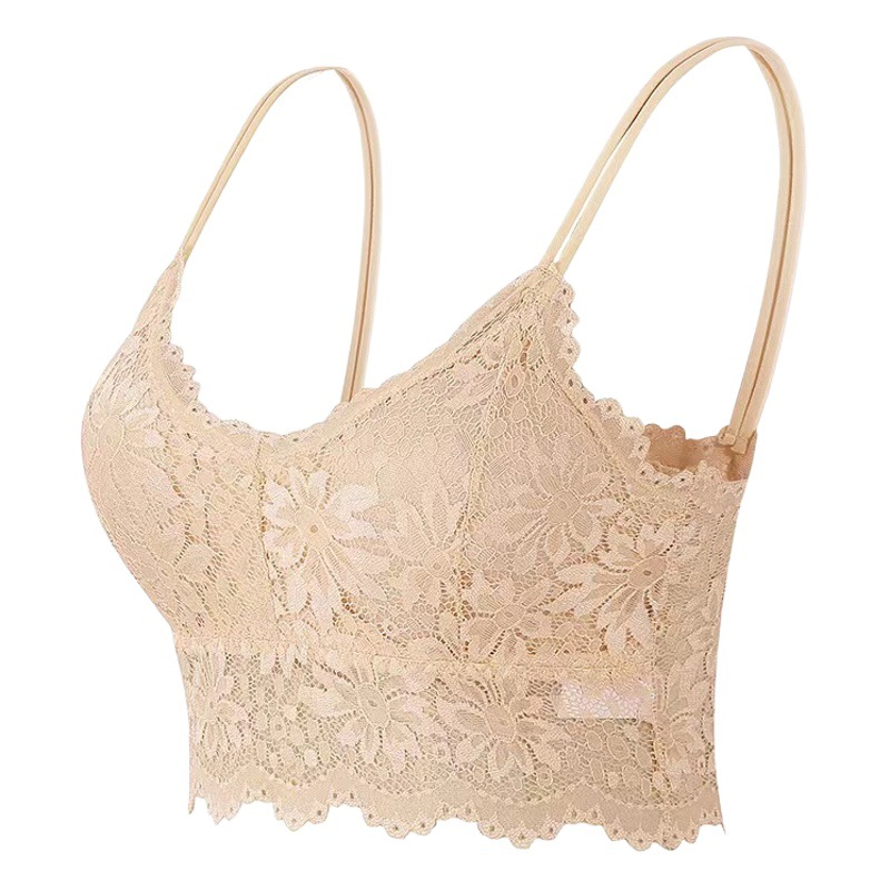 Comercio exterior transfronterizo de encaje europeo y americano sexy belleza espalda Correa envuelta pecho anti-exposición pecho extraíble almohadilla base tubo superior