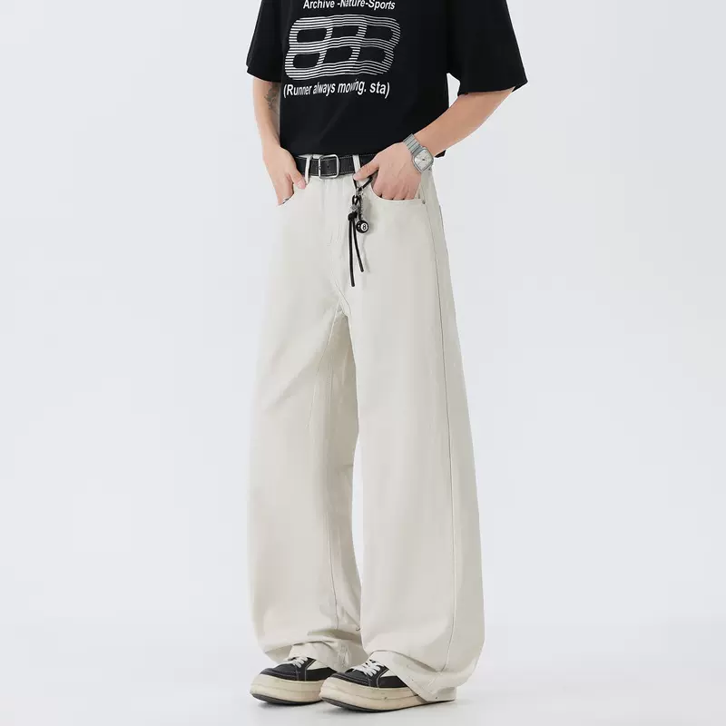 2025新款弯刀美式牛仔裤男休闲宽松美式高街阔腿基础款裤子