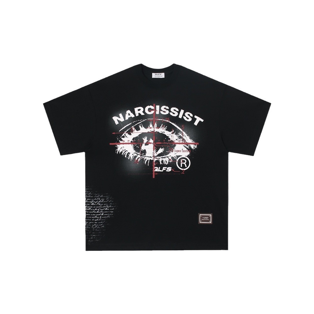 GLFSアメリカinsファッションブランドのレトロな男性は、目の純綿半袖の女性が痩せているカップルtシャツのユニークな上着を着ています