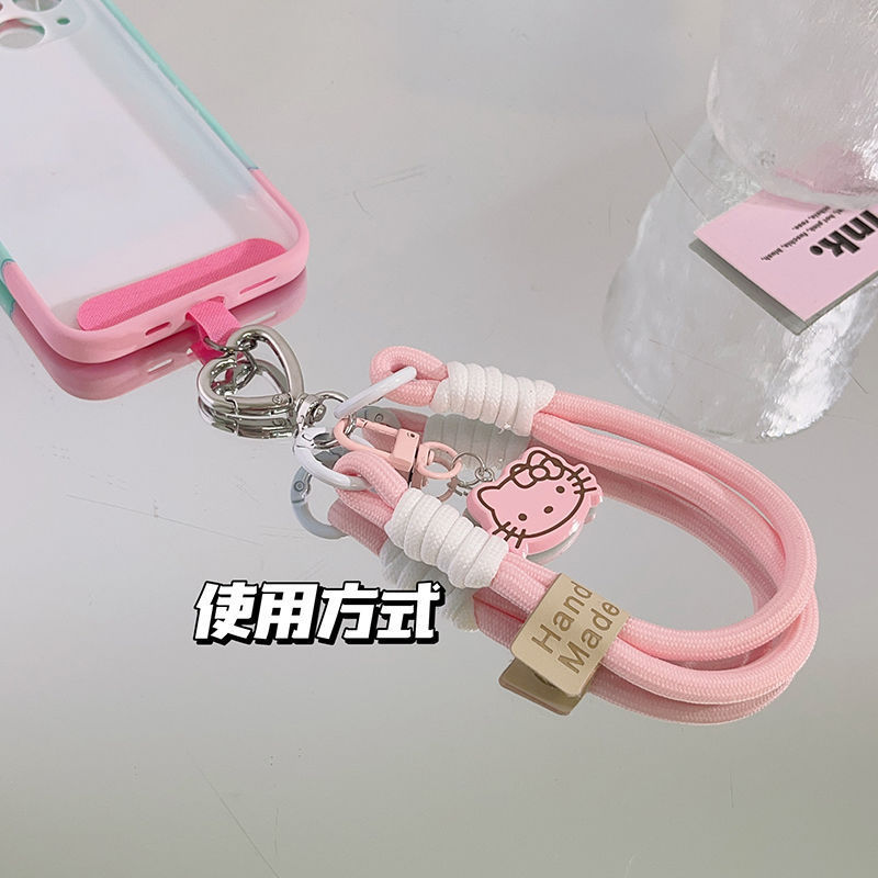 ダブルスプリングバックル E79 ガールピンク立体 KT 猫携帯電話回転ペンダントリストロープ漫画バックパックカメラ CCD ペンダント