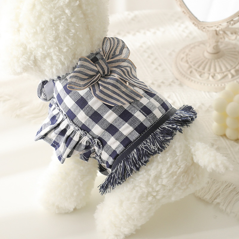 韩国夏季薄款宠物衣服胸背宠物狗狗可调节小号牵引带小香风两脚衣