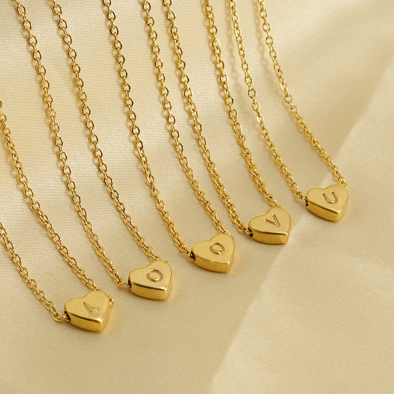 cable chain Chain Type Fashion Letter Heart Shape Titanium Steel Plating Necklace 1 Piece