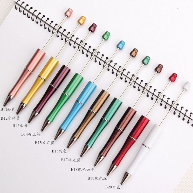 En stock al por mayor creativo de dibujos animados papelería DIY con cuentas bolígrafo logotipo imprimible