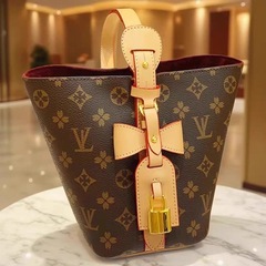 实物带标 L水桶2025新款芯片all in真皮V女士单肩斜挎手提印花包