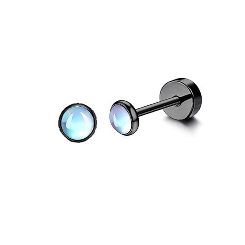 Stainless Steel Black Zircon Pearl Earrings Simple Geometric Stud Earrings for Women Fashion Piercing Jewelry 2024 Spring detail image 20