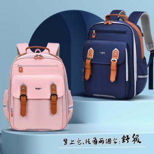 2024 British Style Men's and Women's 3-6 Grade Primary School Schoolbag Lightweight Cloud Waterproof Belt Buckle Children's Backpack