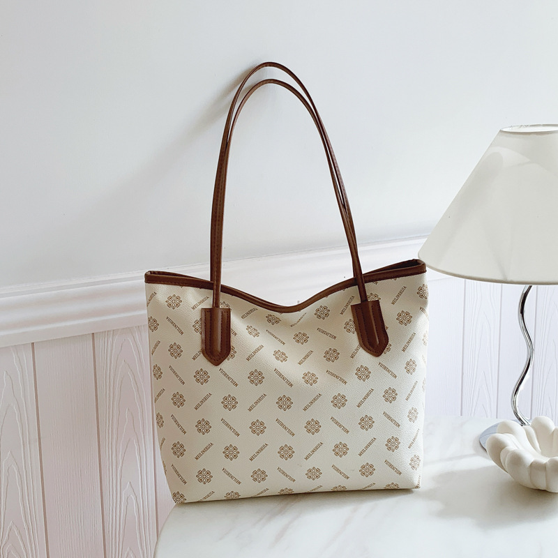 Sentido de la moda casual, bolso grande con estampado retro, nuevo bolso de hombro de gran capacidad para mujer, bolso portátil de moda