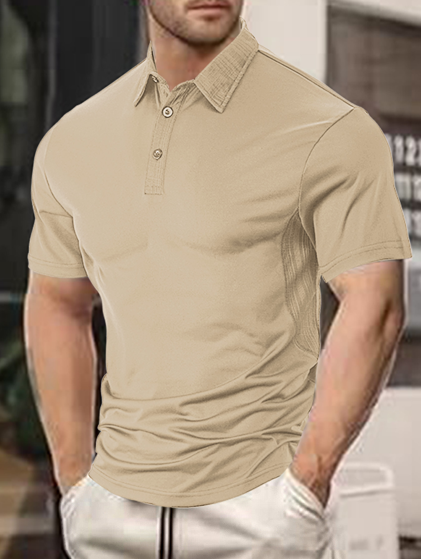 Europa y América Amazon temu comercio exterior camiseta de manga corta para hombre moda de verano casual solapa suelta polo de algodón perlado