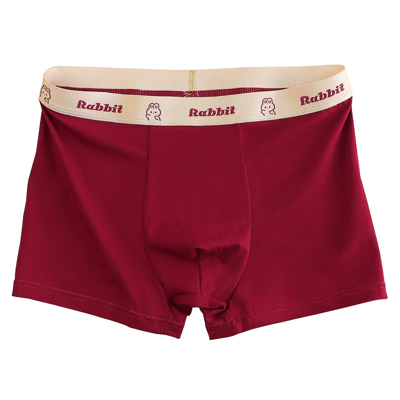 Caja de regalo, ropa interior, calzoncillos tipo bóxer para hombre, calzoncillos tipo bóxer de algodón puro, ropa interior de boda con estampado de conejo bonito, año animal