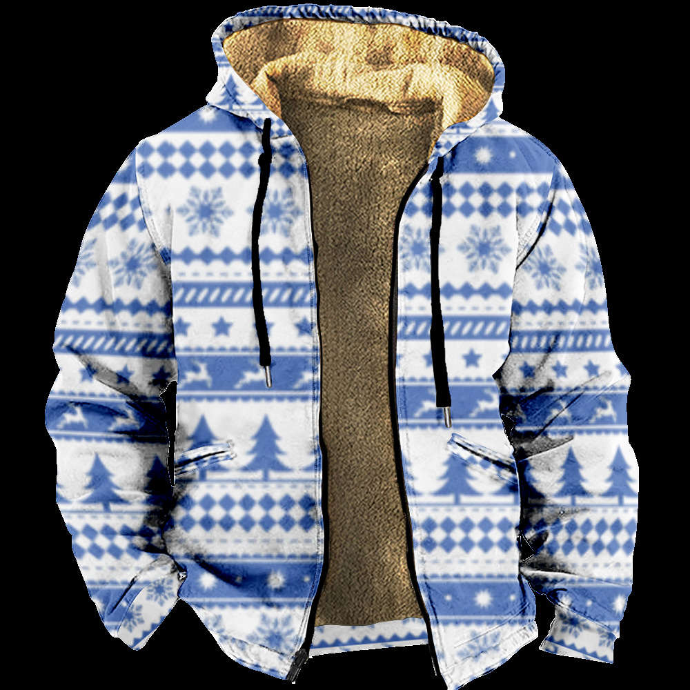 Ropa de invierno engrosada con forro polar transfronterizo Forro de doble capa de Santa Claus Chaqueta acolchada de algodón de terciopelo grueso Cremallera Bolsa de excavación Chaqueta acolchada de algodón cálido