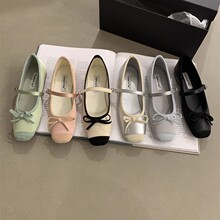 【不含税】平底晚晚风蝴蝶结黑色单鞋女鞋子2023年新款春秋季法式