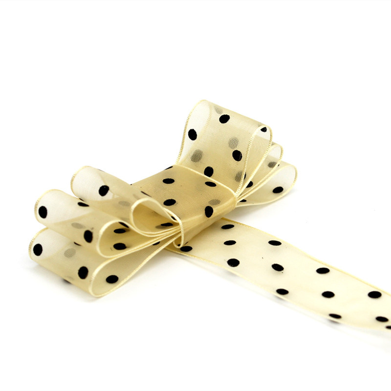 2,5 cm cinta de gasa decoración de la boda de vacaciones de oro cinta regalo del día de san valentín embalaje de la flor cinta de hilo de nieve