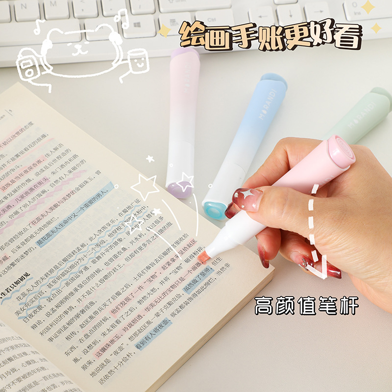 Nuevo marcador de color degradado de gran capacidad en forma de jarrón marcador de color estudiante punto clave pluma de cuenta de mano de alto aspecto