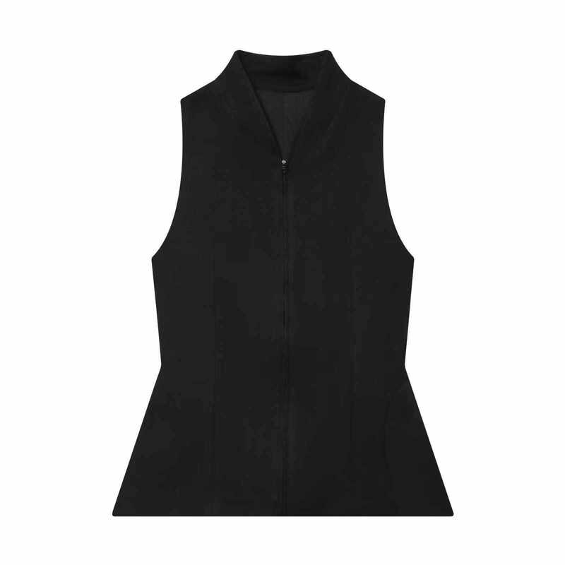Cross-Border European and American Women's Fashion Internet Celebrity Hot-Selling Stylish Slim-Fit Puffy Hem Vest Black Three-Quarter Length Raincoat Cross-Border European and American Women's Fashion Internet Celebrity Hot-Selling Stylish Slim-Fit Puffy Hem Vest Black Three-Quarter Length Raincoat