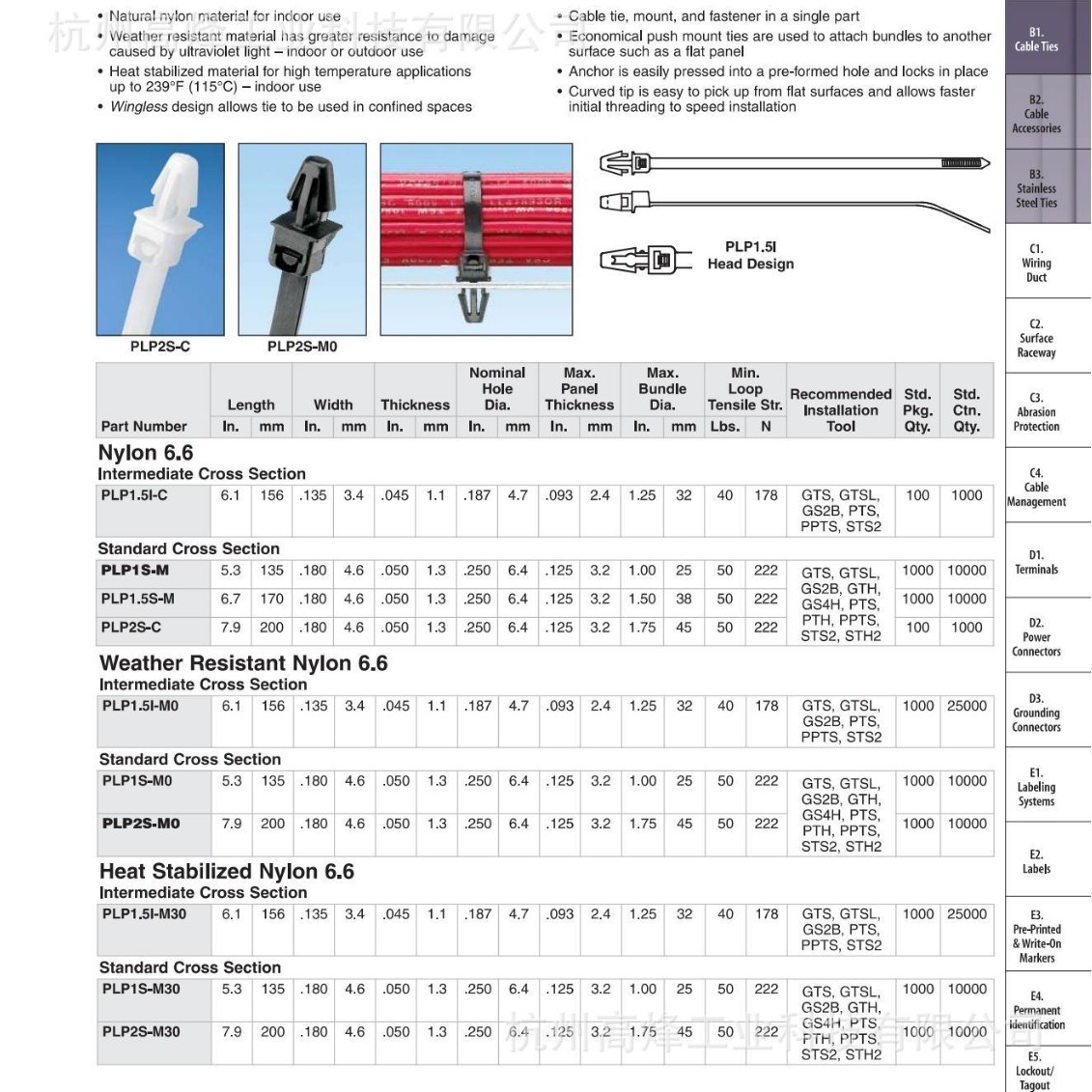 PLP1.5I-M0泛达panduit尼龙扎带 代理 批发