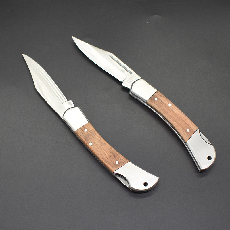 新款花梨木柄不锈钢刀 户外折叠小刀家用水果刀 露营工具刀