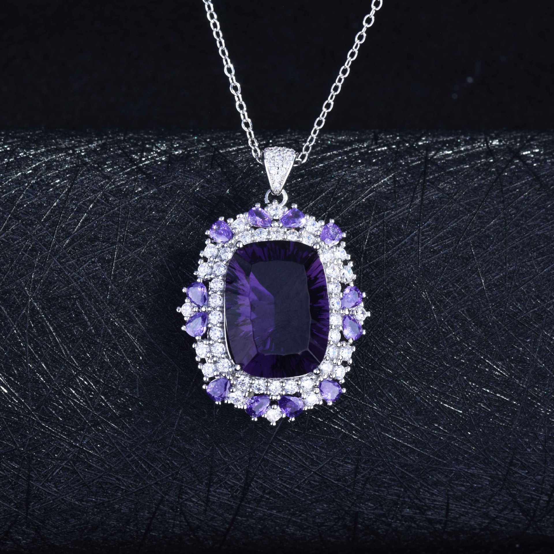 Douyin Live Haute Couture Schmuck Halskette Millennium Cutter Zitronen Kristall Anhänger Amethyst Topait Halskette display picture 4