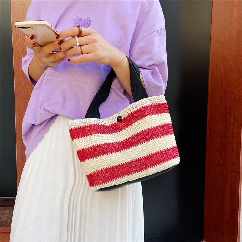 Straw-woven single-shoulder bag for women, new summer casual bag for middle-aged and elderly moms, simple lunch box handbag, export version undefined