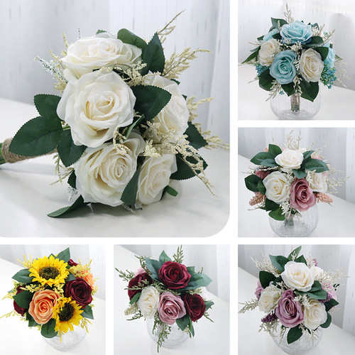 Manufacturer wholesale simulated rose bouquet wedding bride bouquet home photography props Amazon wedding props