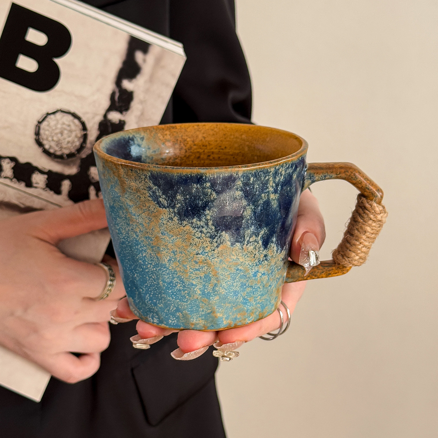 Taza de estilo medio, taza de cerámica, horno doméstico japonés, taza de agua, té de la tarde de alta calidad, taza de café, regalo para hombres