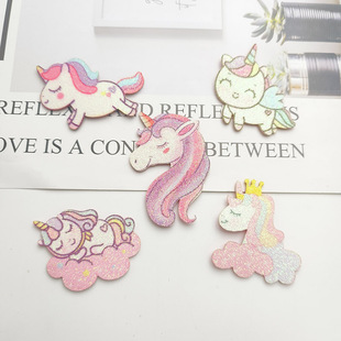 Cross-border foreign trade non-woven fabric bright pink creative Unicorn Children's headwear accessories diy clothing bag accessories decoration