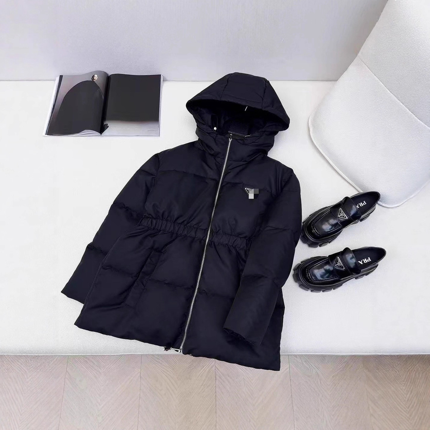 南油p家24秋冬新款时髦精必入收腰中长款棉服 收腰面包服外套