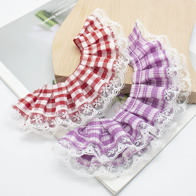 Спот 5CM в клетку кружева с кружевными складками