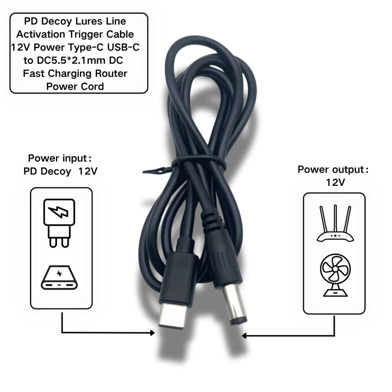 Router Type-C to Dc5.5*2.1/2.5 Activation Trigger 9V/12V/20V Pd Deception Dc Charging Cable Router Type-C to Dc5.5*2.1/2.5 Activation Trigger 9V/12V/20V Pd Deception Dc Charging Cable