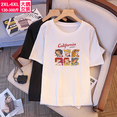 New women's clothing 8038, extra-large Korean-style casual top, large size print, 300 lbs short-sleeve T-shirt, wholesale