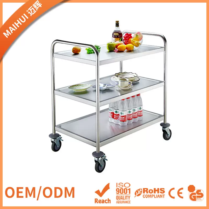 不锈钢三层餐车拆装式酒店厨房餐厅手推车大号批发小吃车厂家直销
