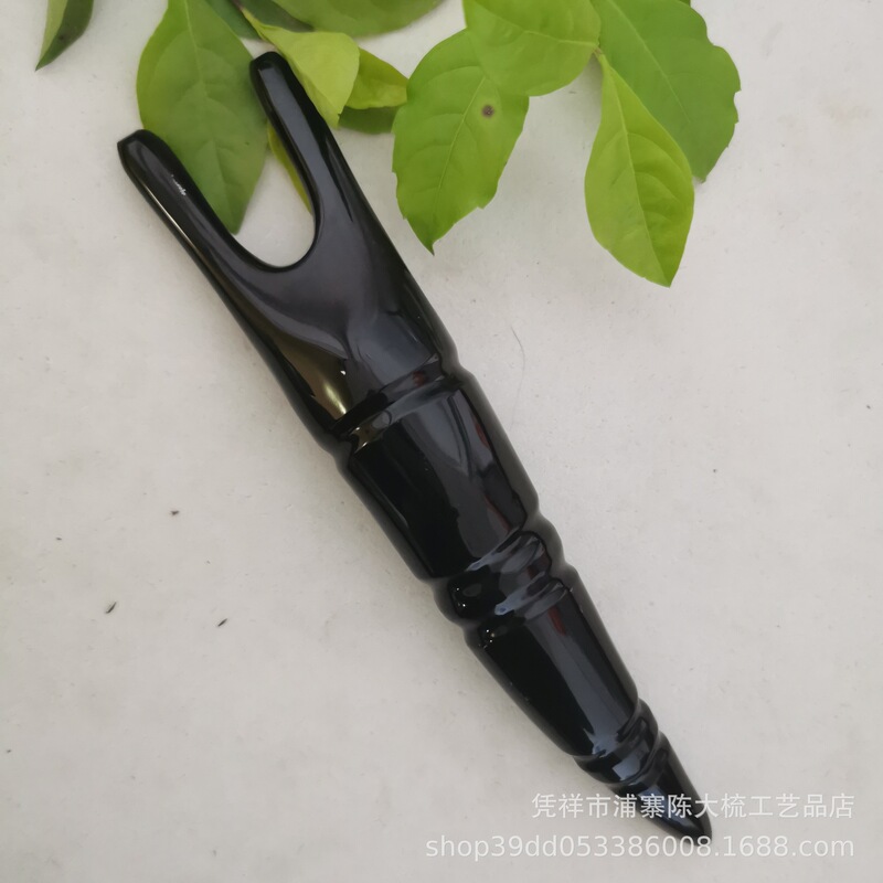 黒牛角彫刻鼻剃りマッサージ器サイズランダム発竹節ハンドル彫刻ハンドル黒鼻剃り|undefined