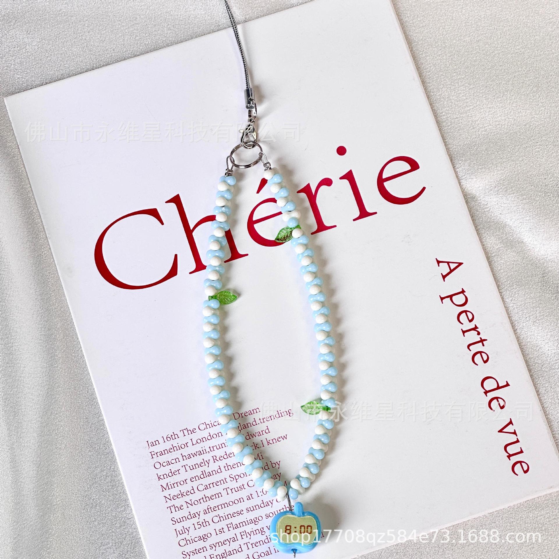 파란색과 흰색 사과 팔찌