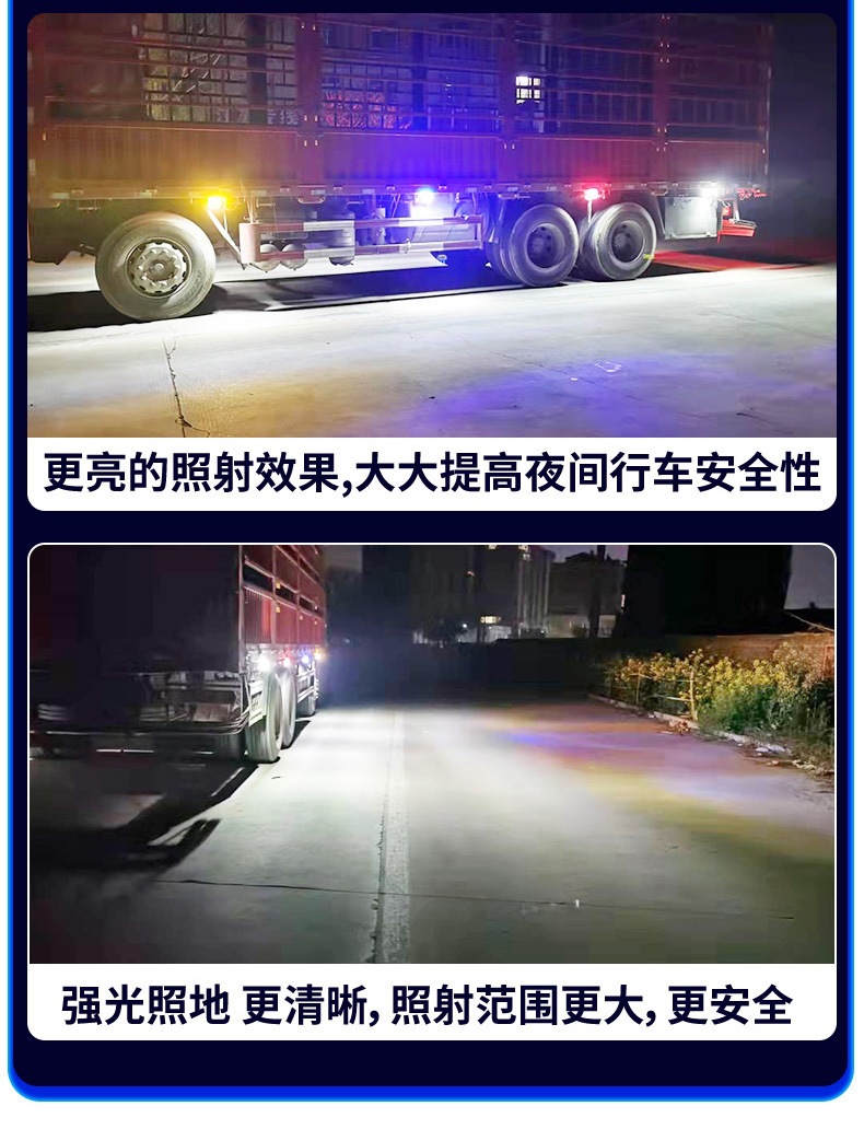 9D Multi-Bead Lens Truck Side Light, Strong Illumination, 12V/24V Large Truck Trailer Tire Light, Width Indicator Light, Waist Light