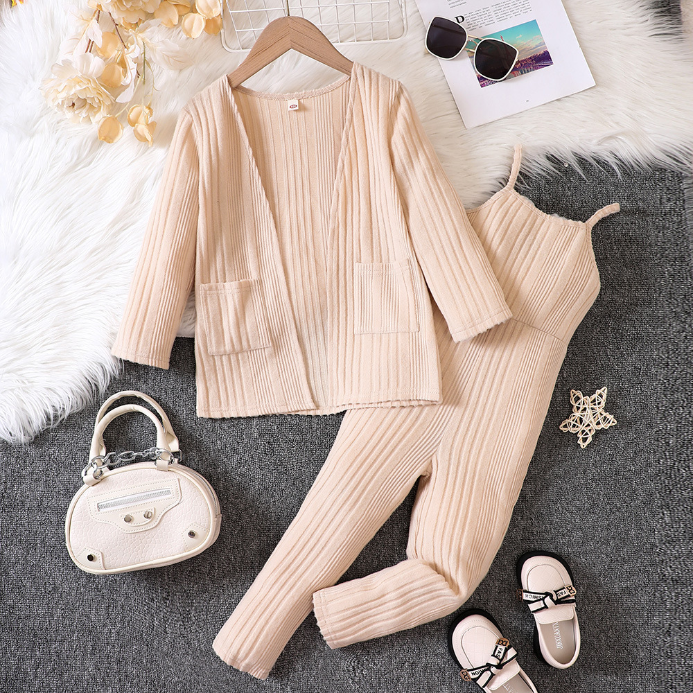 Kinder Strick-jumpsuit Und Cardigan Set Für Herbst Und Winter_voghion.com