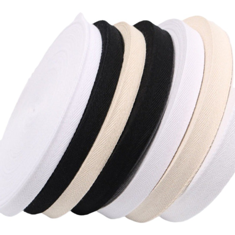 Herringbone con patrón de correa de algodón de Xinjiang cinta de tela de encaje con tela de algodón borde de la tira cubierta pulgada con tela de tira blanco y negro suministro directo de fábrica