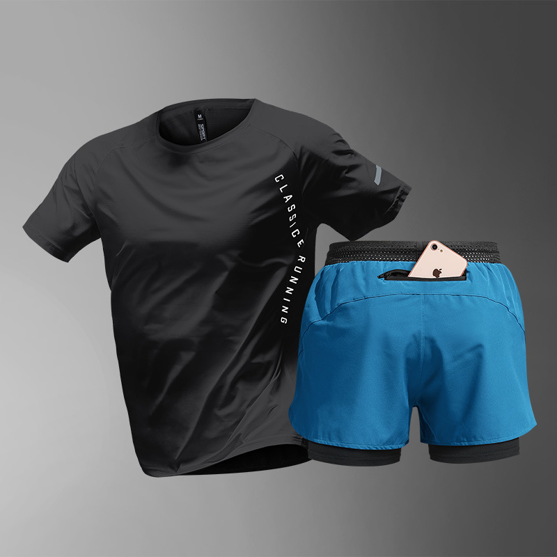 Running sports suit hombre maratón hielo veloz camiseta de verano atletismo ciclismo entrenamiento ropa de fitness