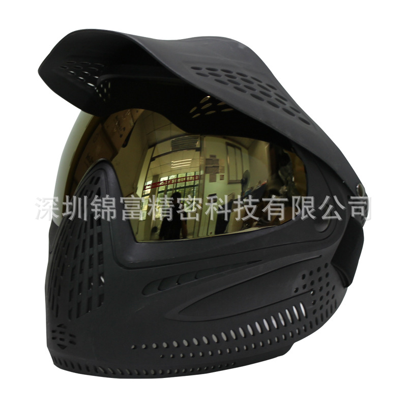 跨境供应 Great黑色双带大帽檐面罩 彩弹cs面罩paintball头盔mask