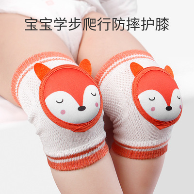 21年新款夏季兒童護膝精梳棉網眼透氣寶寶嬰兒爬行膝蓋針織護膝