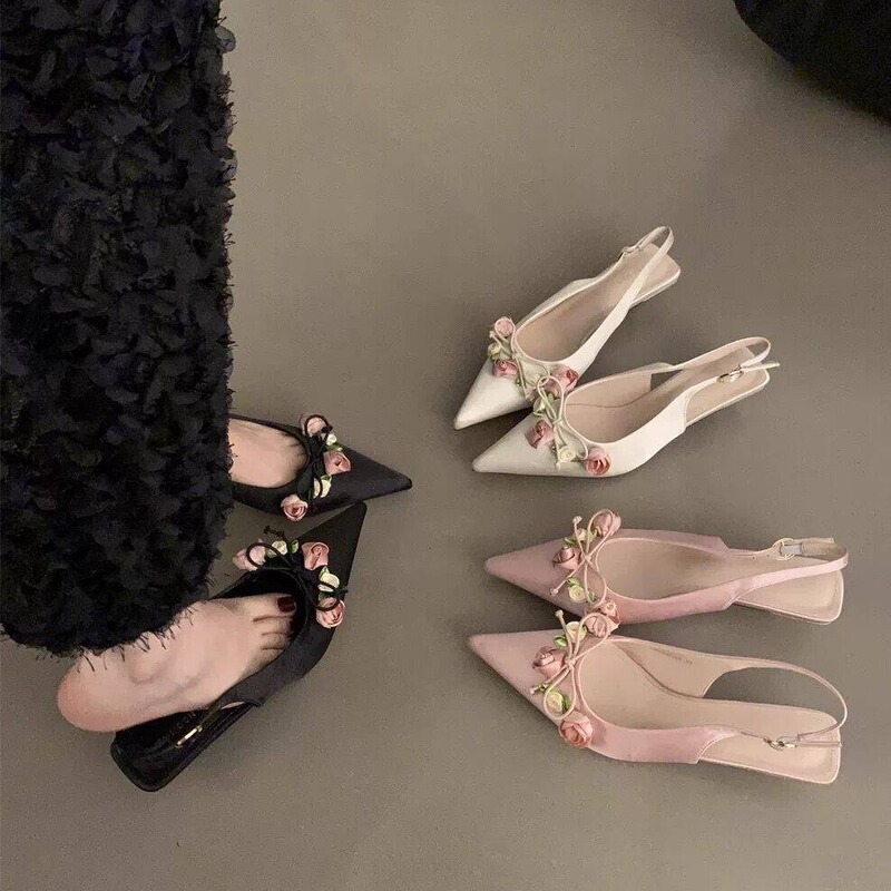 High Heels French Baotou Sandals Fairy Style Women's Shoes Spring and Summer White High Heel Sandals and Slippers Korean Style Single Shoes