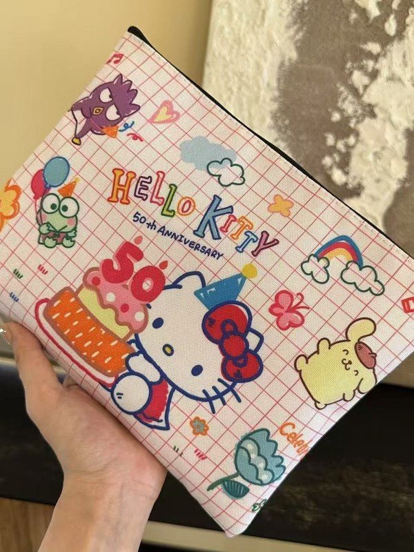原创新款高颜值卡通HelloKitty猫女生可爱手拿包大容量精致化妆包|undefined