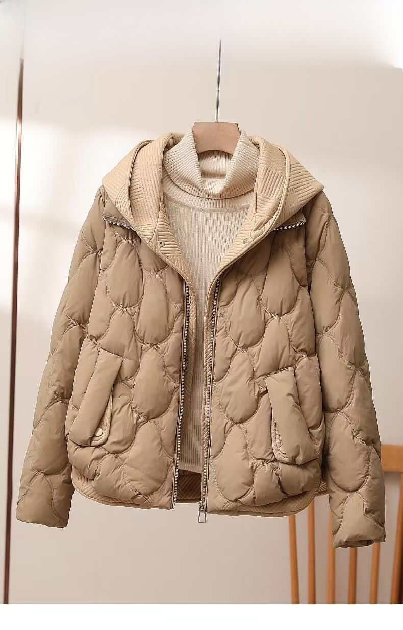 Abrigos de invierno con capucha de punto de dos piezas Ropa de algodón Ropa de invierno para mujer Nueva chaqueta de abrigo gruesa de pan coreano Maillard corto_voghion.com