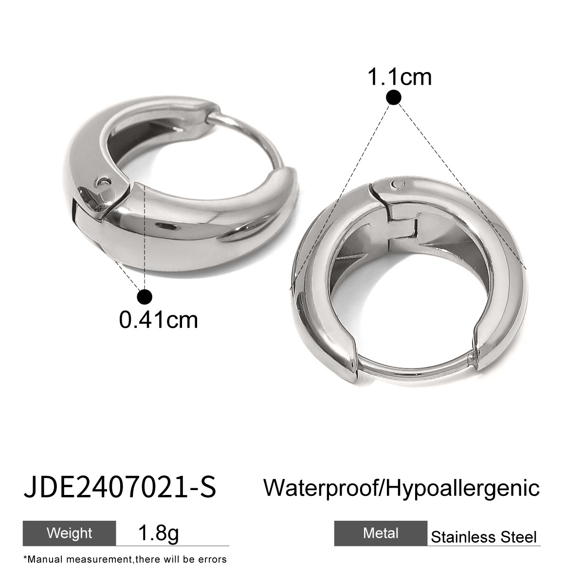 JEDING aretes de círculo de acero inoxidable europeos y estadounidenses aretes de alta calidad 18k de oro titanio aretes de acero joyas de color transfronterizas