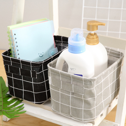 Cross-border best-selling desktop storage basket cotton and linen storage basket foldable storage organizer box Insta-style storage frame