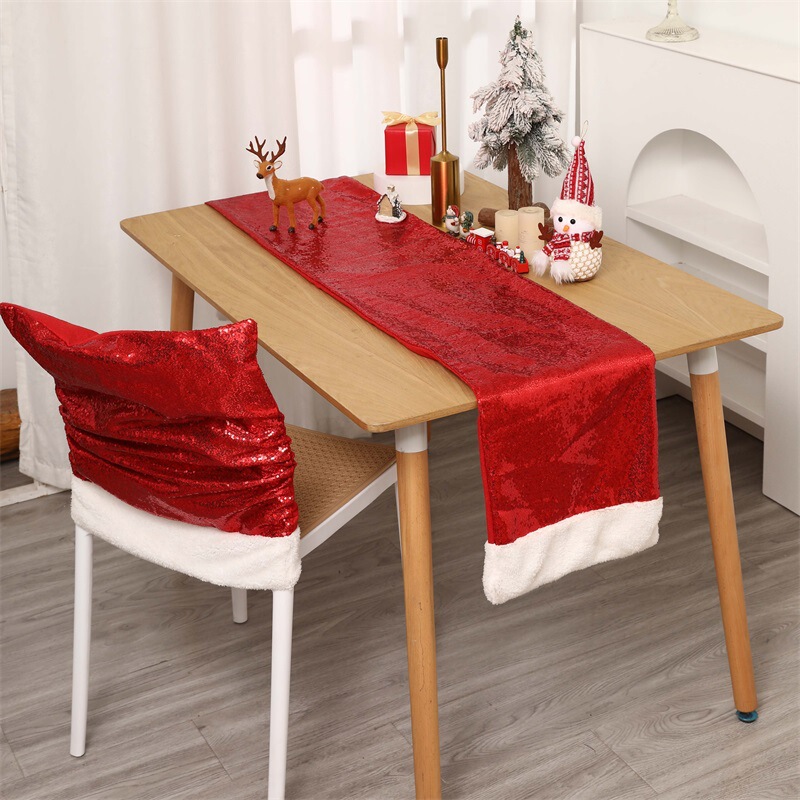 Cross-border New Christmas Sequin Table Flag Simple Nordic Style Wedding Party Indoor Home Decorations