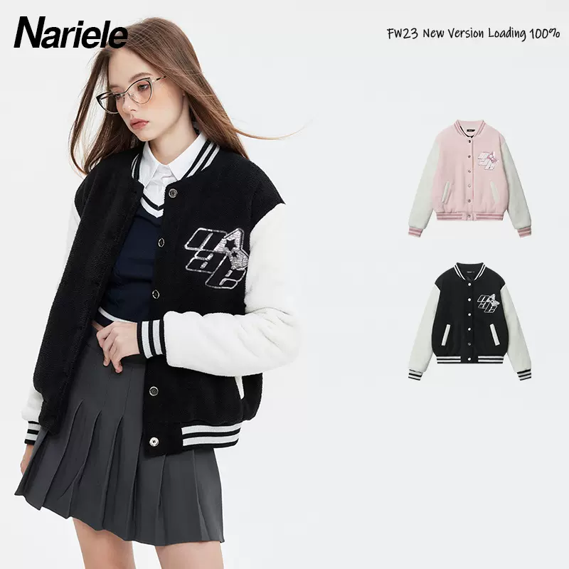 HeyHenry 复古学院风棒球服女春秋新款百搭加厚夹克开衫夹克外套