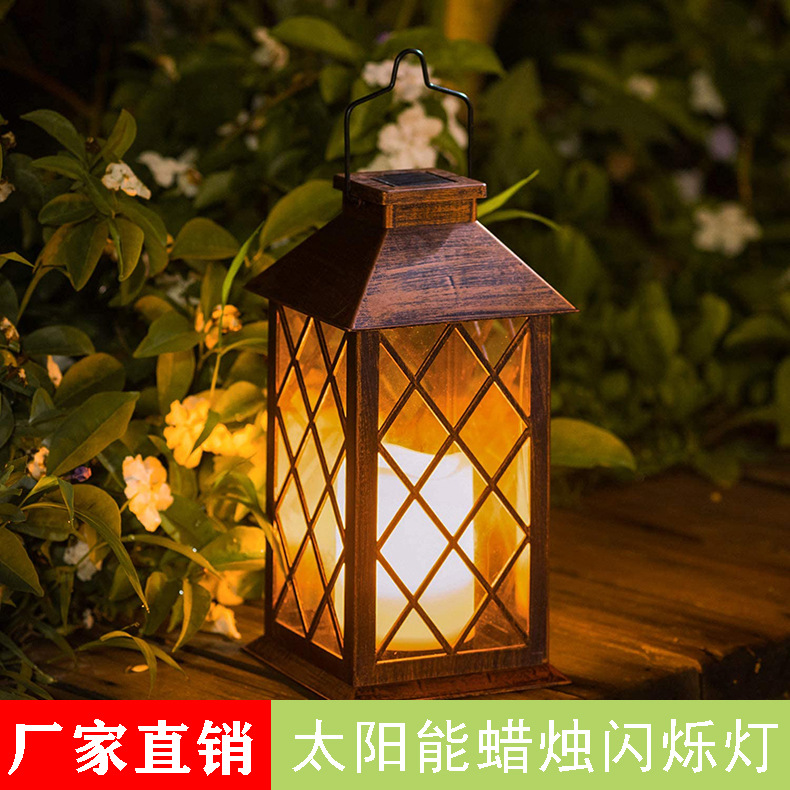 户外太阳能庭院灯蜡烛风灯花园草坪景观装饰灯复古新款蜡烛灯批发-阿里巴巴